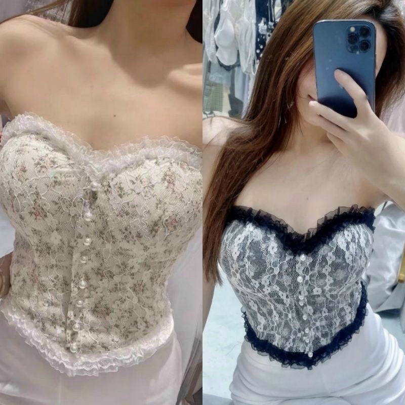 Áo Bra 2 Dây Ren Hoa Cúp Ngực Chất Đẹp Kiểu Dáng Ulzzang Hàn Quốc 2 Màu