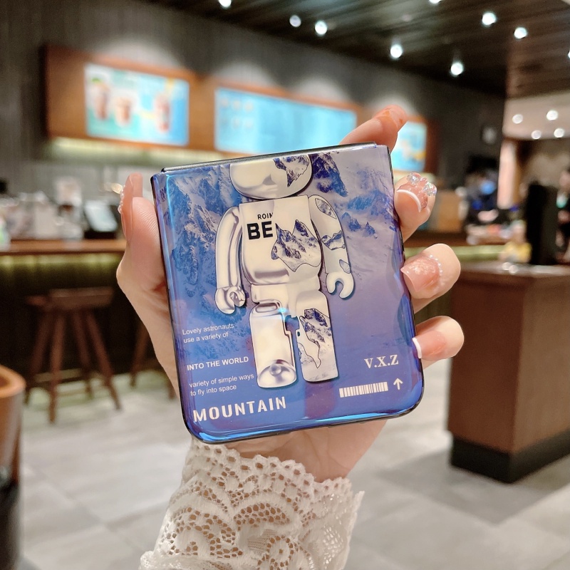 Ốp Điện Thoại Nắp Gập Chống Sốc Họa Tiết Tranh Sơn Dầu Blu-ray Hình Gấu / Hoa Dành Cho Samsung Galaxy Z Flip 3 4