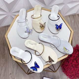 VKM(ẢNH THẬT)Dép Nữ Xỏ Ngón Bướm Đá Casadei Đế Xịn Fullbox Bill Túi Hãng Cao Cấp