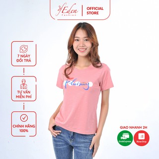 Áo thun phông nữ thời trang Eden tay ngắn cổ tròn in chữ thoáng mát thấm hút tốt freesize - AT096