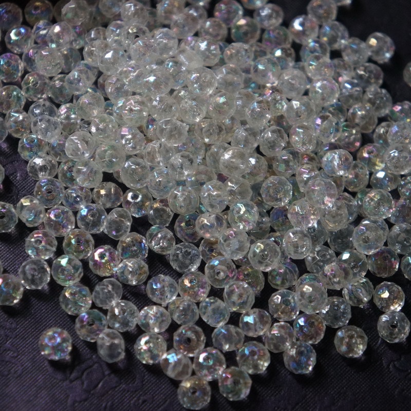 (50g)Hạt pha lê nhựa trắng AB 8mm và 6mm, Nguyên liệu làm trang sức cổ trang, Nguyên liệu handmade
