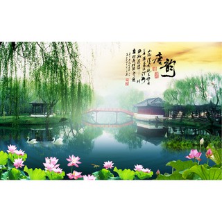 Tranh dán tường 3D Hoa sen 60*90