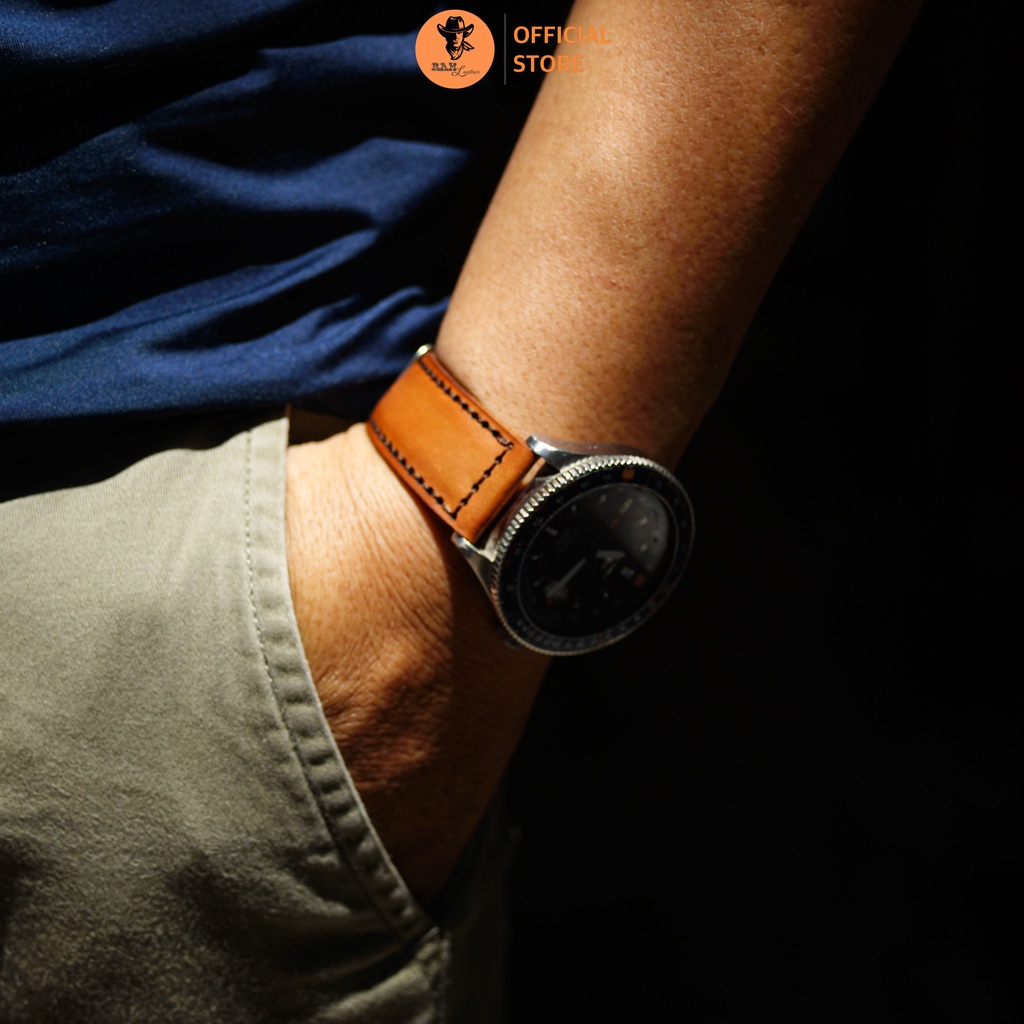Dây đồng hồ da bò màu vàng bò - RAM Leather Classic 1970