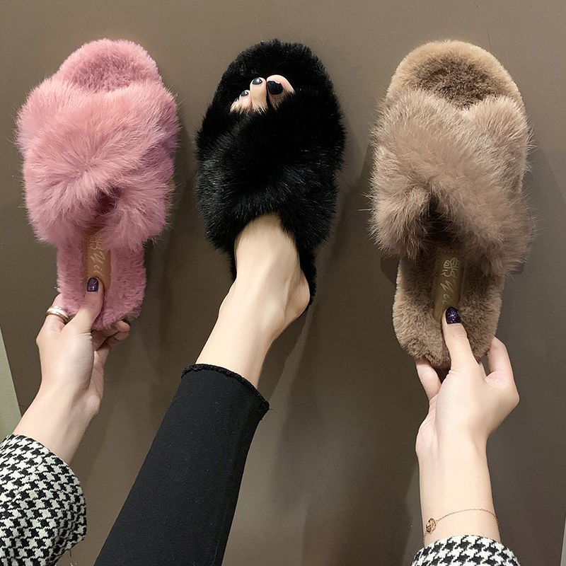 Dép Cotton Quai Chéo Thời Trang Thu Đông Hàn Quốc 2019 Cho Nữ