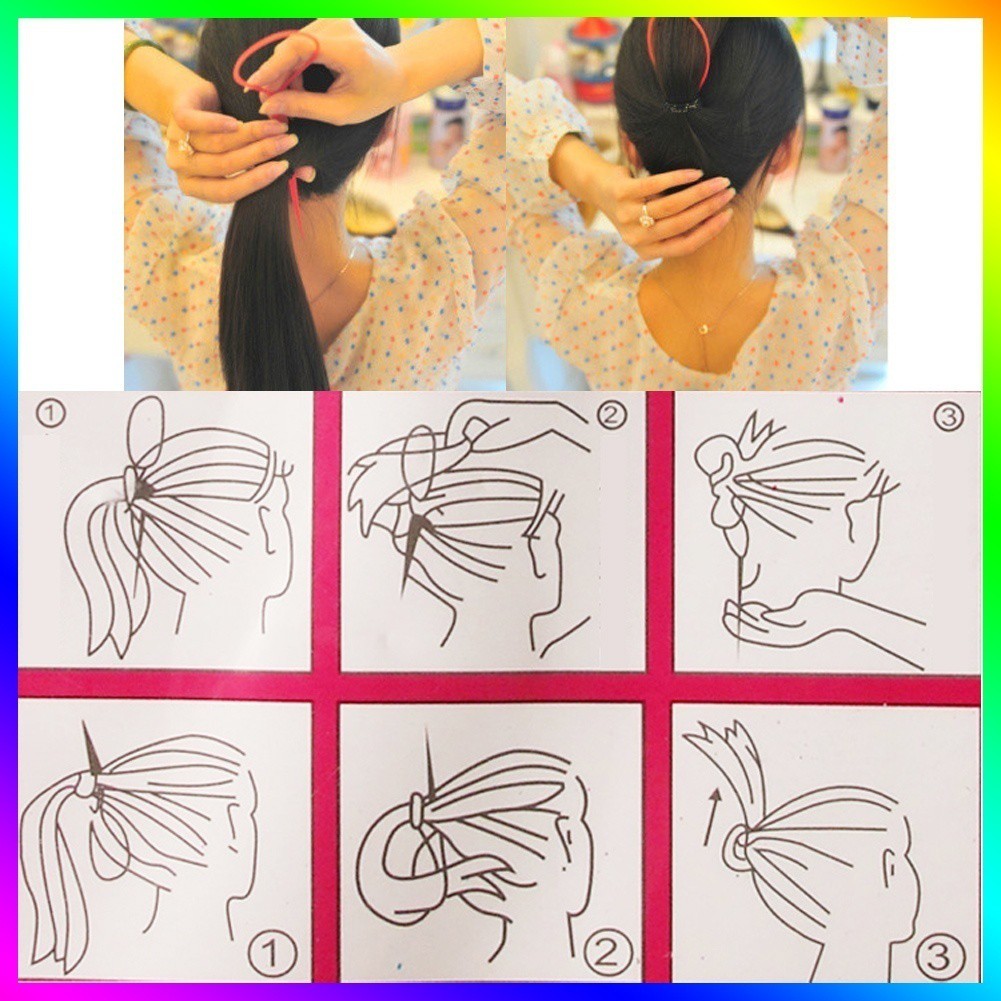 Set 2 công cụ tạo kiểu đuôi tóc bằng nhựa hỗ trợ tạo kiểu tóc tiện lợi