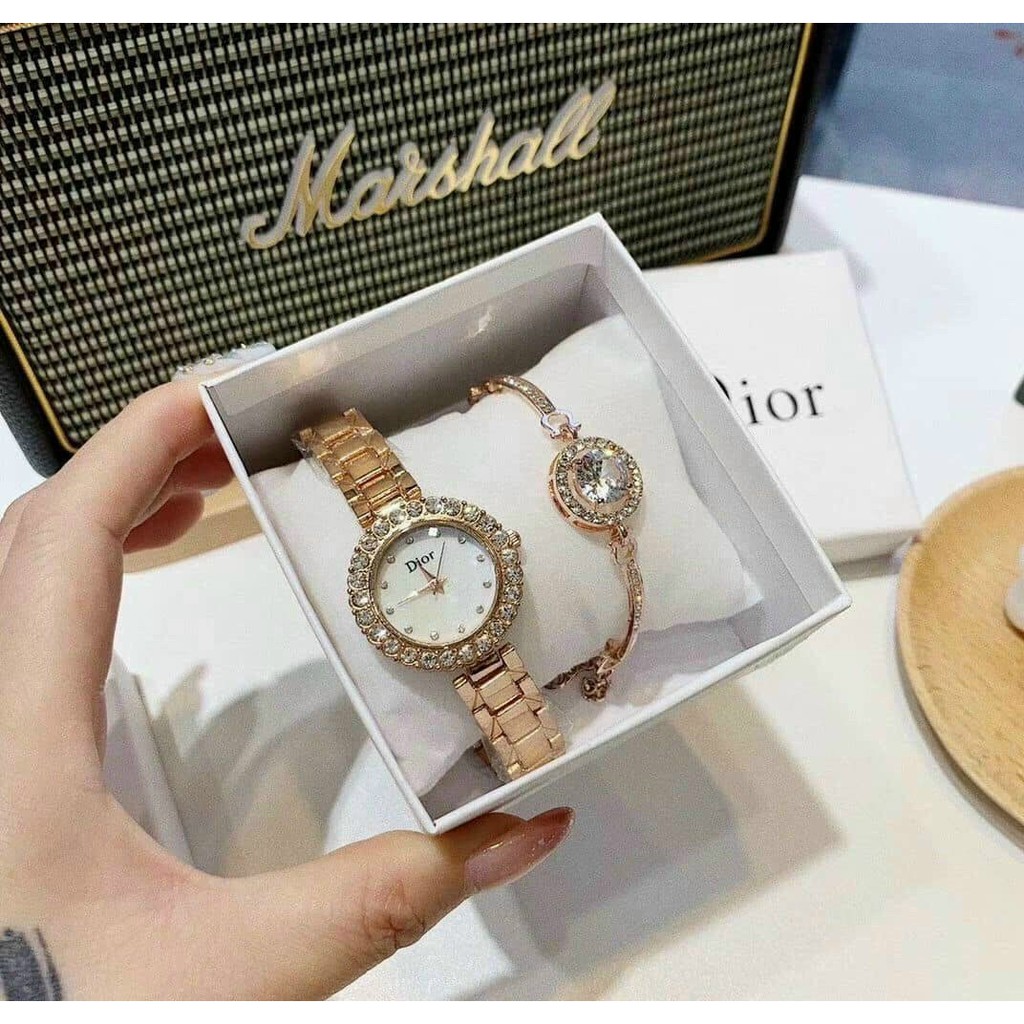 Đồng hồ đeo tay nữ, đồng hồ nữ DIOR set như hình thời trang cao cấp, siêu đẹp