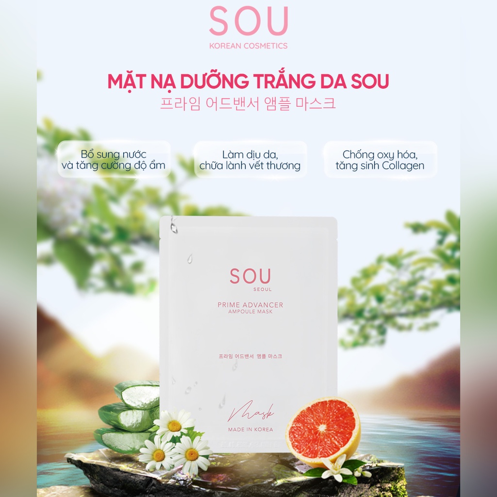 Mặt Nạ Collagen Hàn Quốc SOU - Cấp Ẩm, Dưỡng Da, Thải Độc, Ngừa Lão Hóa