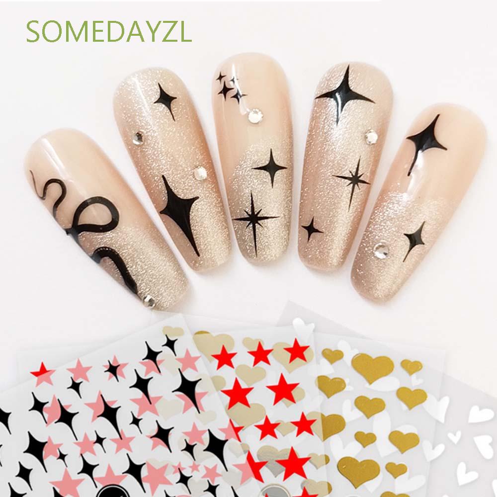 [Hàng mới về] Sticker dán móng tay trang trí hình ngôi sao trái tim 3D diy hợp thời trang