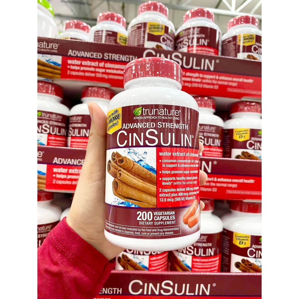 Viên uống hỗ trợ cân bằng đường huyết từ vỏ quế Trunature Advanced Strength CinSulin - EDS Hàng Mỹ