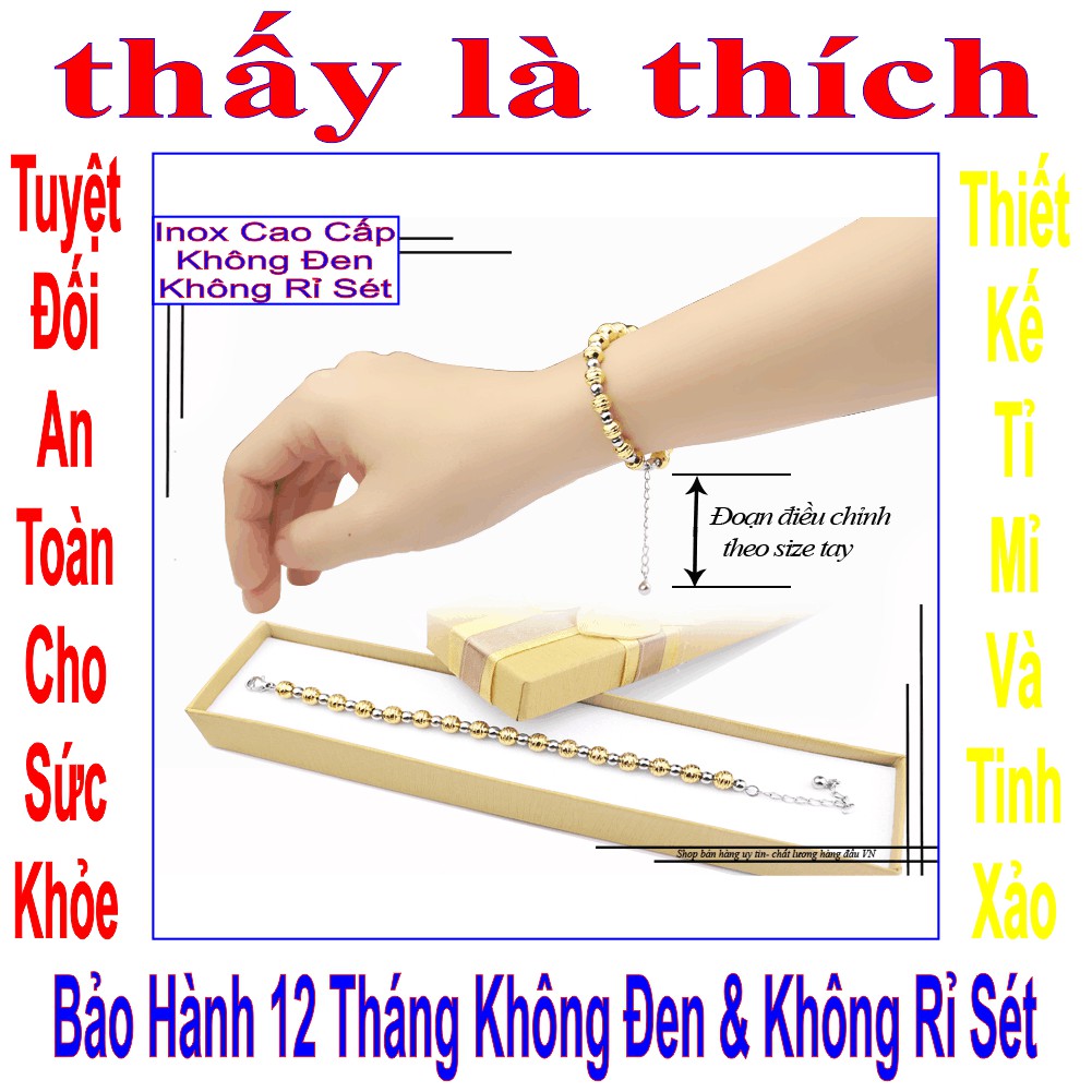 Lắc tay màu vàng bi tròn cách điệu quý phái cho nữ - Cam kết 1 đổi 1 nếu hoen, gỉ sét