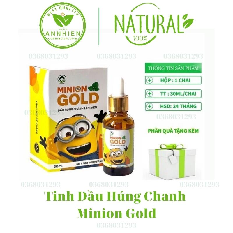 Tinh Dầu Húng Chanh Minion 30ml( Mẫu Mới) Tinh Dầu Húng Chanh Lên Men Minion Gold - Hết Đờm - Ho - Khò Khè - An Toàn