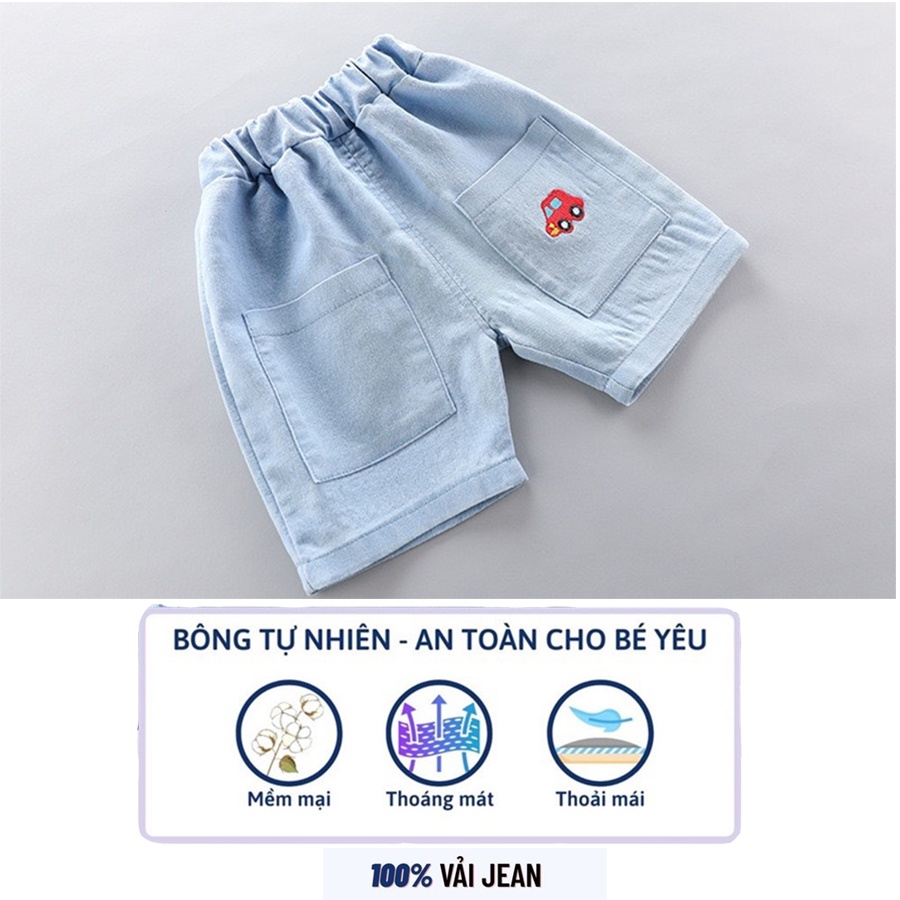 Sét Bộ Quần Áo Cho Bé Trai KEYER KIDS, Áo Thun Cotton Phong Cách Sẽ Tà Họa Tiết Phối Quần Short Jean SZ46