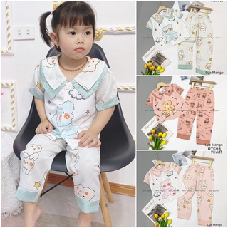 Bộ đồ ngủ trẻ em cộc dài chất lụa mango mịn mát in hình siêu cute
