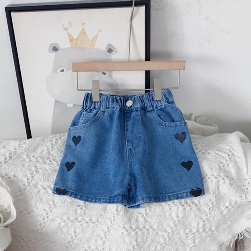 Quần Short Denim Ống Rộng Hàn Quốc Cho Bé Gái 1-7 Tuổi