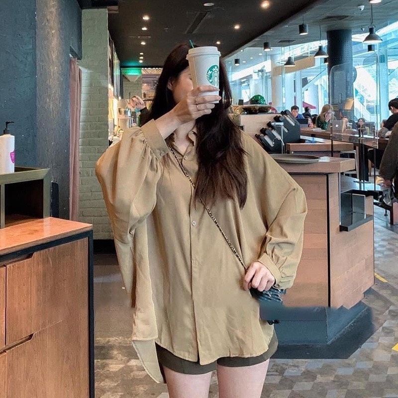 Áo sơ mi nữ form thụng dài tay phong cách trẻ trung - PANOSI - Mã A633