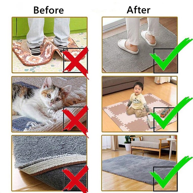 Sàn lát gạch 4PCS Tấm lót chống trượt Tay cầm Sàn gỗ cứng Khu vực Tấm thảm Băng keo có thể tháo rời Miếng dán silicon có thể tháo rời Thảm trải sàn có thể giặt được