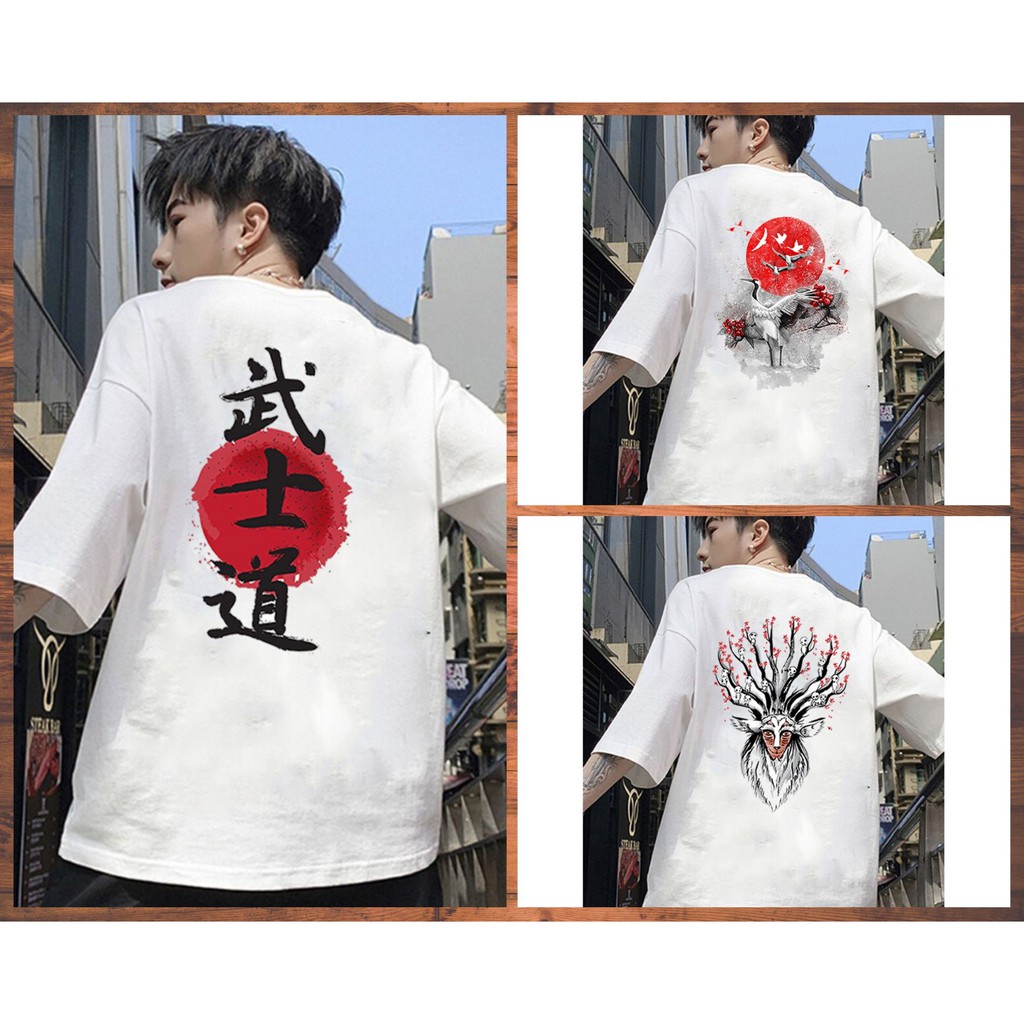 Áo thun unisex form rộng tay lỡ vải dày mịn phong cách Nhật Bản BST 21