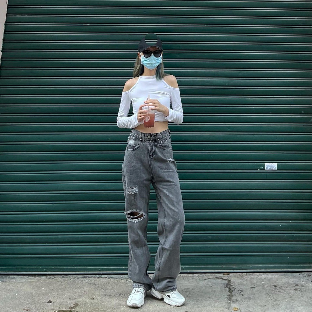 [VIDEO+FREESHIP ] QUẦN JEANS ỐNG RỘNG NỮ LƯNG CAO RÁCH CÀO ĐÙI MÀU XÁM LAI CUỐN MỀM MỊN XỊN SÒ CỰC MÁT MẺ SIÊU PHÁ CÁCH