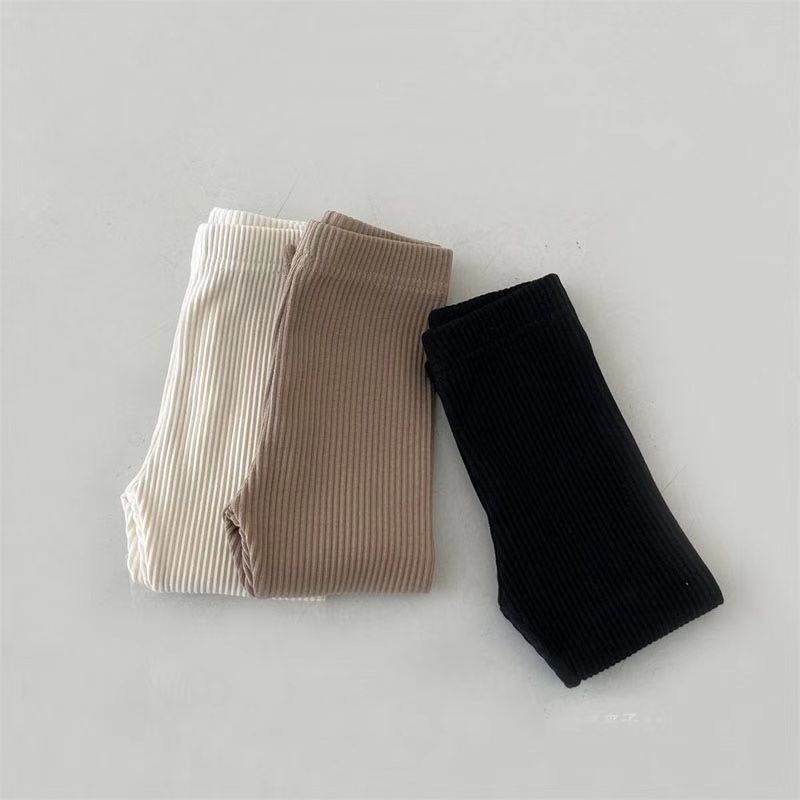 Quần Legging Cotton Mềm Mại Co Giãn Họa Tiết Kẻ Sọc Đơn Giản Thời Trang Xuân Thu Cho Bé