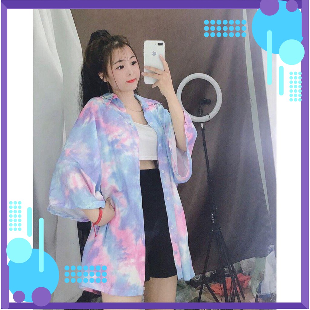 ÁO SƠ MI TIE-DYE MÀU LOANG DARK STORM ULZZANG - ÁO SƠ MI LOANG 4 MÀU OVERSIZE FORM RỘNG [ cực hot ]