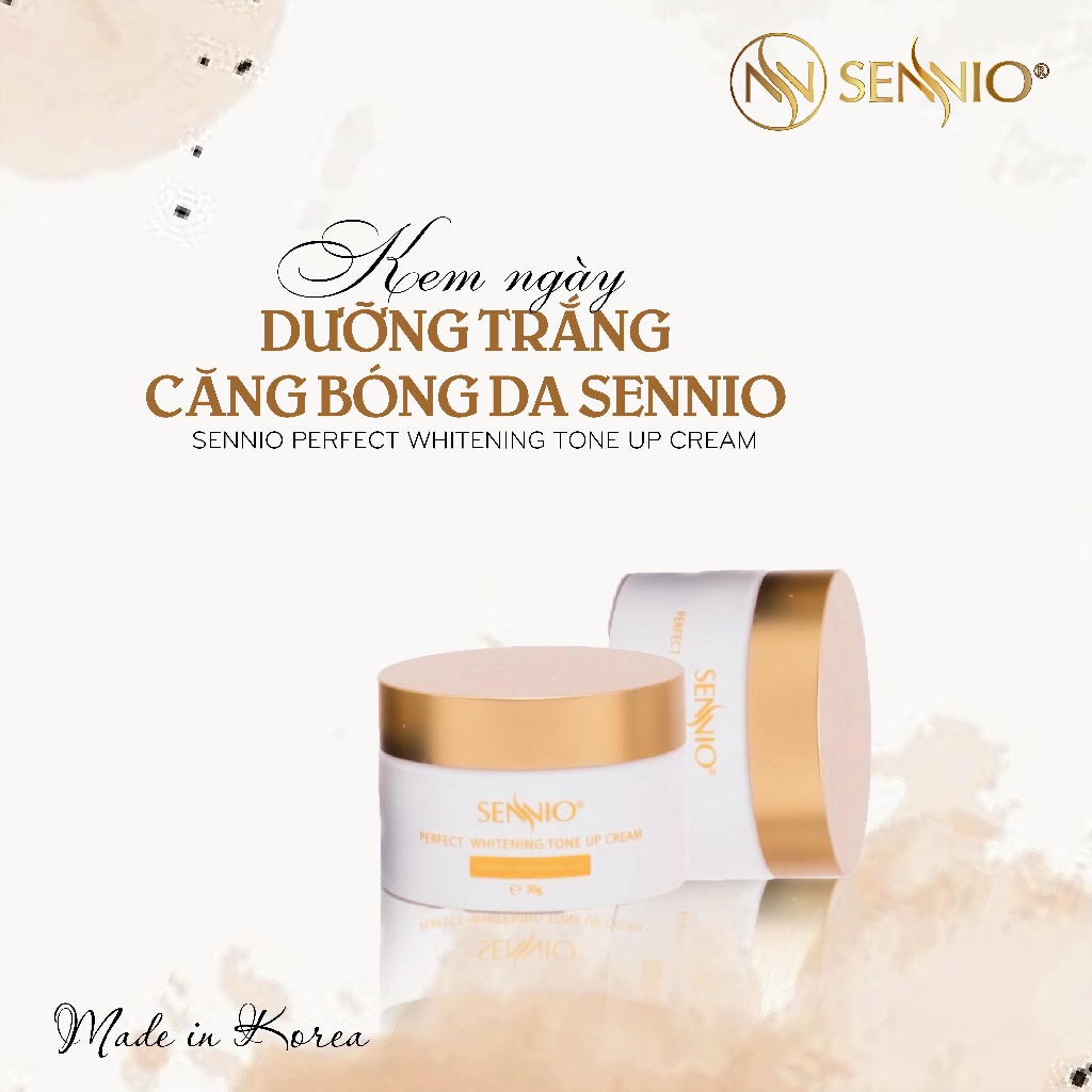 Set mỹ phẩm dưỡng trắng và căng bóng da, thu nhỏ lỗ chân lông gồm 4 sản phẩm chăm sóc da chuyên sâu cao cấp SENNIO