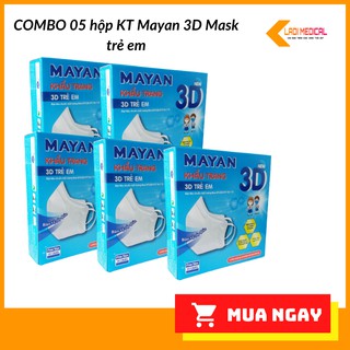 Combo 5 Hộp Khẩu trang cao cấp Mayan 3D trẻ em (10 cái/Hộp)