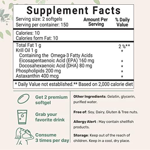 Viên Dầu Krill Oil Hỗ Trợ Tăng Trí Nhớ, Sáng Mắt MICRO INGREDIENTS KRILL OIL 300 VIÊN