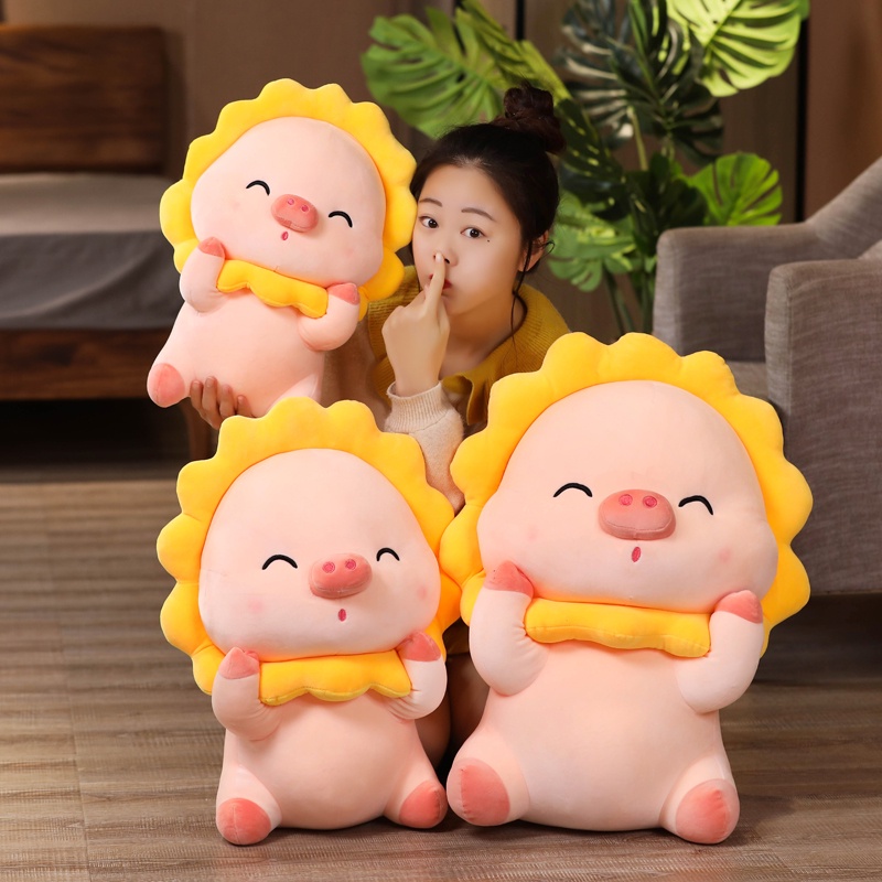 AIXINI ❀35/45/60Cm Kawaii Angel Sunflower Pig Stuffed Toys Plushie Soft Toy Animal Pillow Kawaii Room Decor Girls Birthday Gift Doll Kid