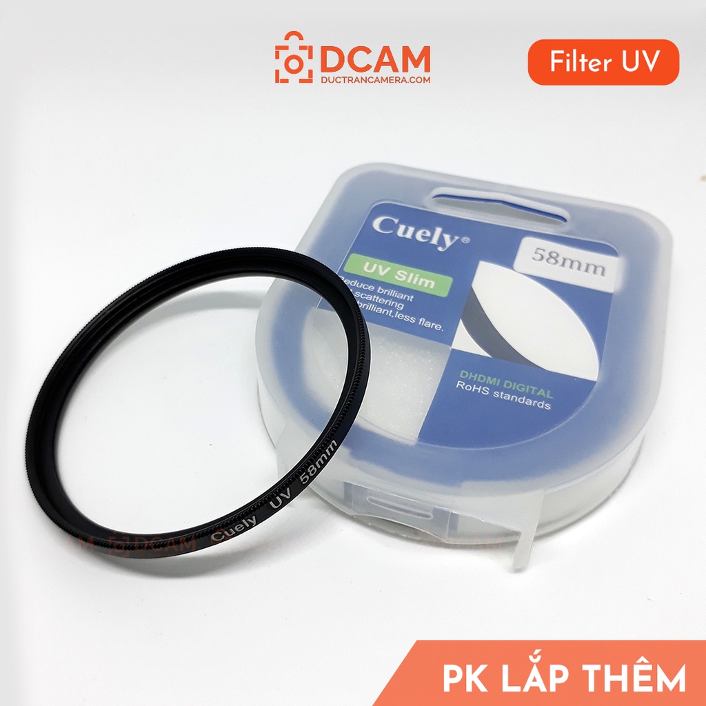 Filter kính lọc UV Cuely phi 55mm, 58mm, 62mm [chính hãng]