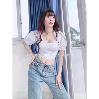 Áo croptop tay phồng hở lưng buộc nơ sau siêu sexy hot cực kỳ - z7N