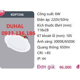 Đèn led panel âm trần 6w - SDPT206 Duhal