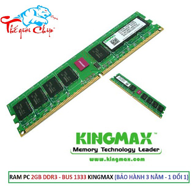 RAM PC 2GB DDR3 - BUS 1333 KINGMAX (BẢO HÀNH 3 NĂM - 1 ĐỔI 1)