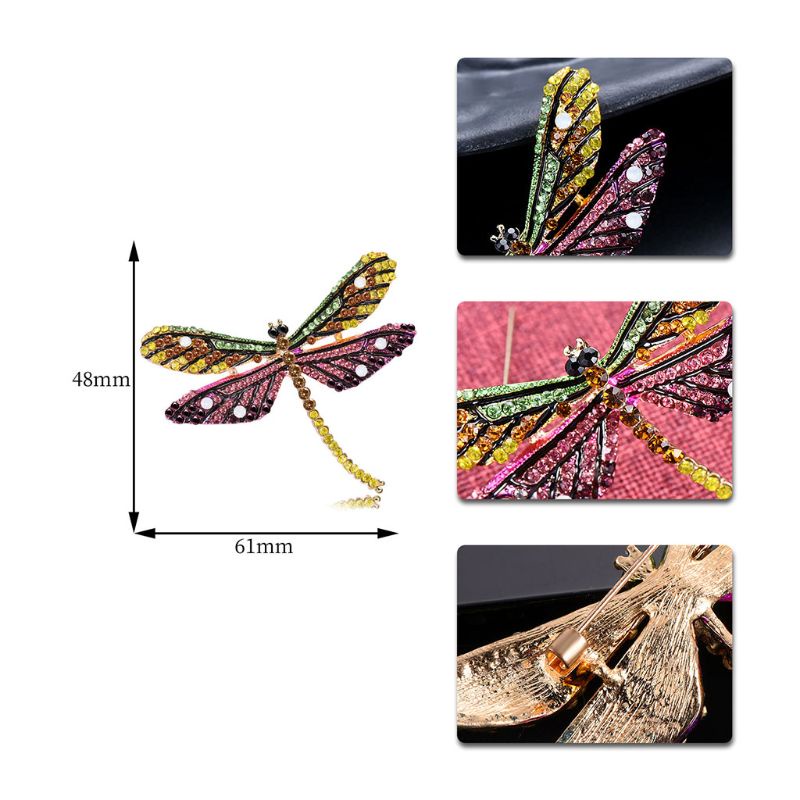 Ghim Cài Áo Hình Chuồn Chuồn Đính Đá Nhiều Màu Sắc Thời Trang