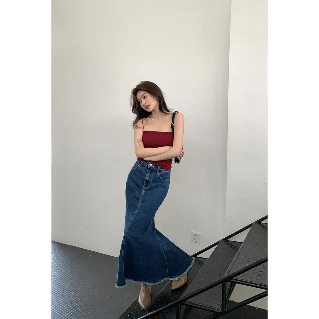 63432 Áo Hai Dây Nữ Mỏng Vừa Vặn Màu Đỏ