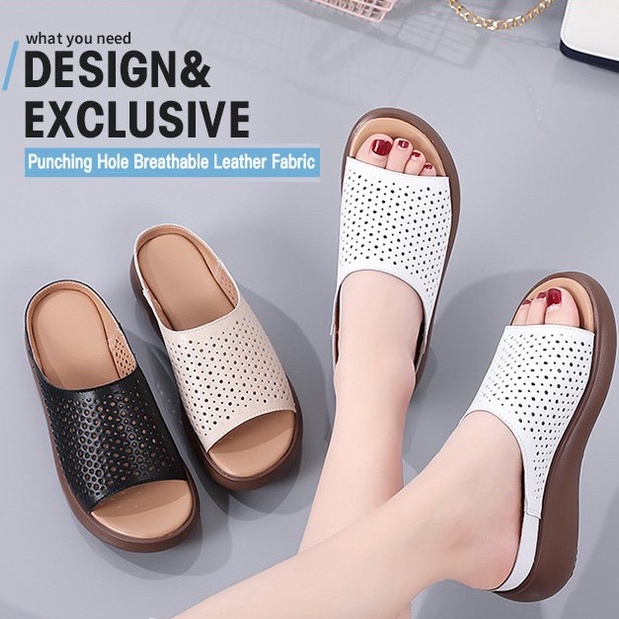 Dép Sandal Đế Xuồng Phong Cách Retro Thời Trang Cho Nữ