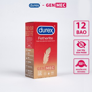Bao cao su siêu mỏng durex fetherlite - nhiều gel bôi trơn - bcs durex fetherlite hộp 12 bao - genmec