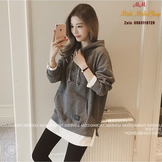 Áo khoác nỉ giả hai lớp chất nhung dày dặn phù hợp bầu nhỏ mặc mùa đông trời lạnh rất ấm BAU006