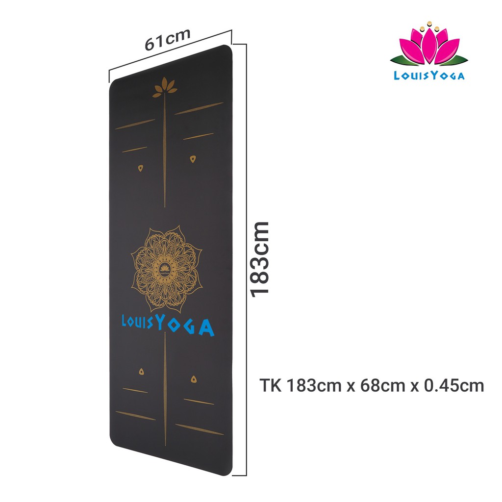 Thảm cao su tập yoga Louis 183x68x0.45cm định tuyến - Chất liệu cao su chống thấm, chống trơn, chống trượt