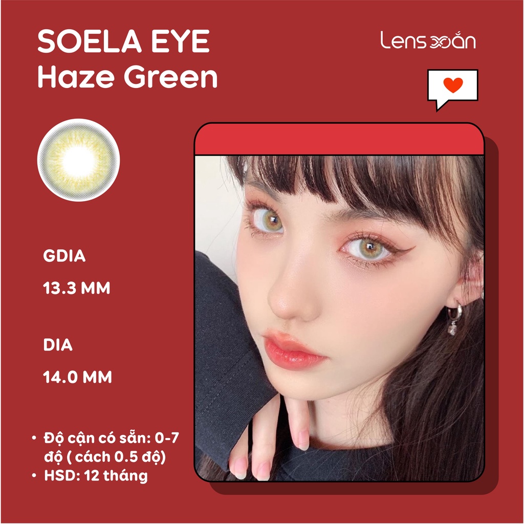 KÍNH ÁP TRÒNG SOELA EYE HAZE GREEN CỦA ISHA : Lens xanh khói tự nhiên  | Lens Xoắn (GIÁ 1 CHIẾC, ĐỌC LƯU Ý KHI ĐẶT)