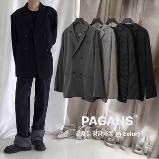 Image of 【PAGANS STORE】韓國 20ss 西裝 外套 柔膚 高質感 素面 格紋 直條紋 西裝外套 (4 color)