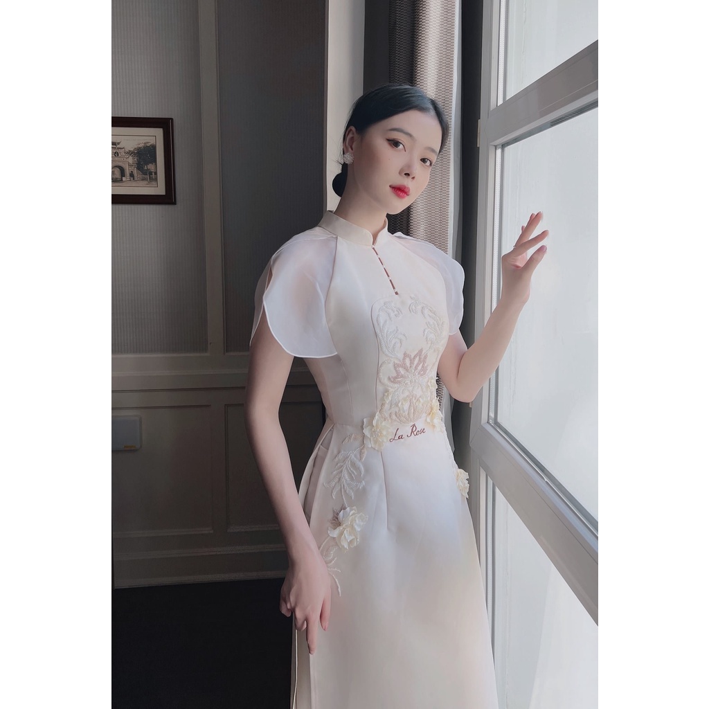 Áo dài cách tân La Rose vải Tafta cao câp MS07 .