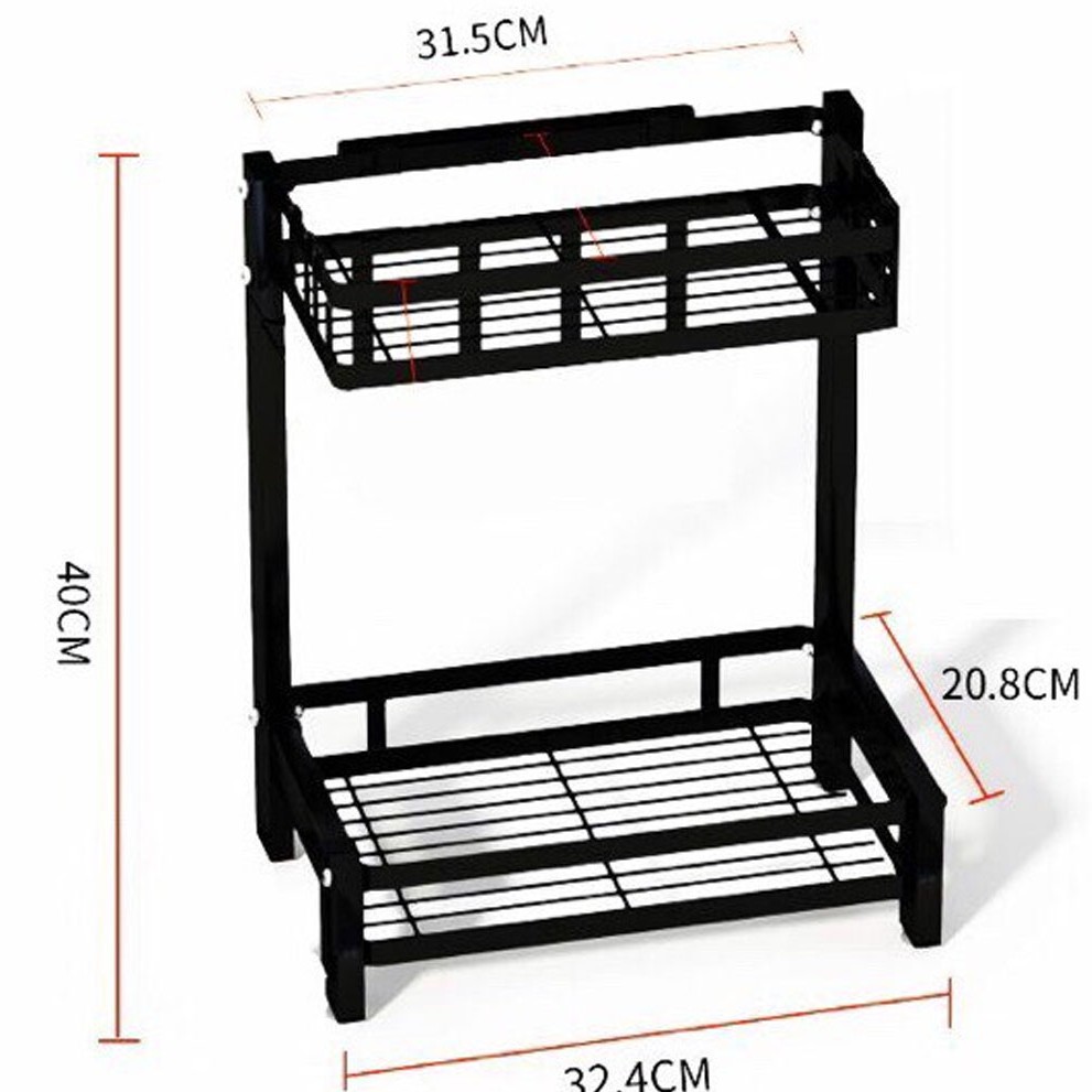 Kệ Đựng Hủ Gia Vị 2 Tầng "Inox Sơn Đen Tĩnh Điện" (cam kết chất lượng, giá cả hợp lý)