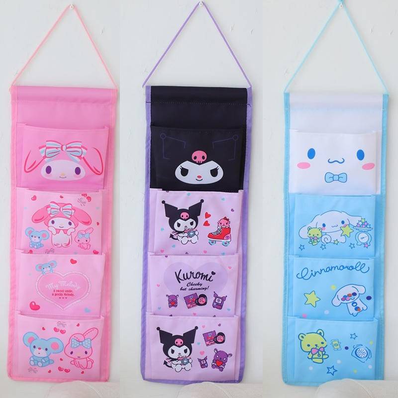 SANRIO Túi Treo Tường 4 Ngăn Đựng Đồ Chơi / Mỹ Phẩm / Trang Sức / Kuromi Cinnamoroll Cho Bé