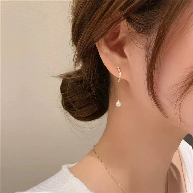 Đôi bông tai mạ bạc 925 đính ngọc trai giả thời trang dành cho nữ