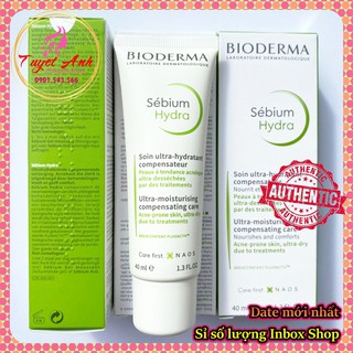 Kem dưỡng ẩm Bioderma Sebium Hydra 40ml (Tuýp), giảm khô căng, giảm dầu, se khít lỗ chân lông, ngừa mụn