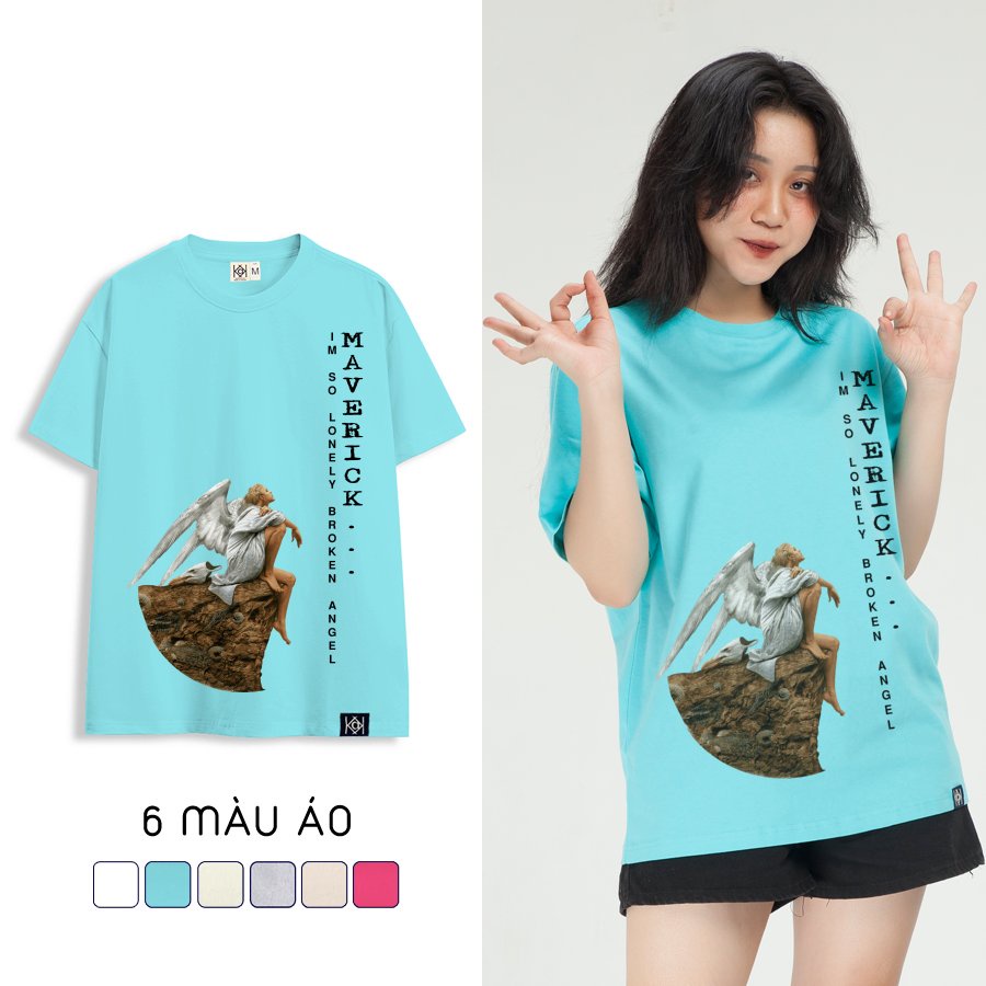Áo thun thiên thần cô đơn vải dầy cotton 100% form unisex rộng In hình xinh mặc đẹp chính hãng localbrand MVR TT1411