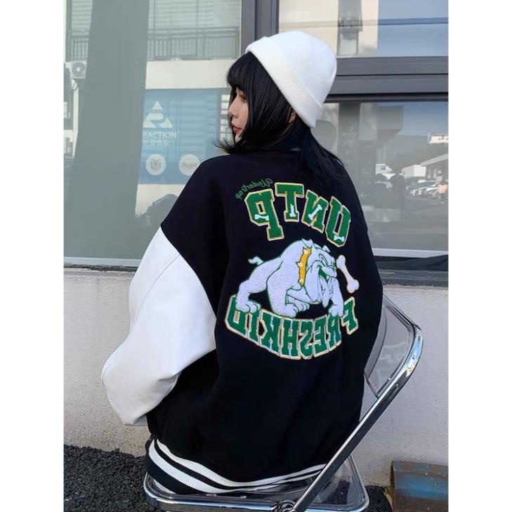 Áo Khoác Bomber Varsity Jacket - Áo Khoác Bomber Cardigan FRESHKID DOG Ullzang của SixK Store Unisex