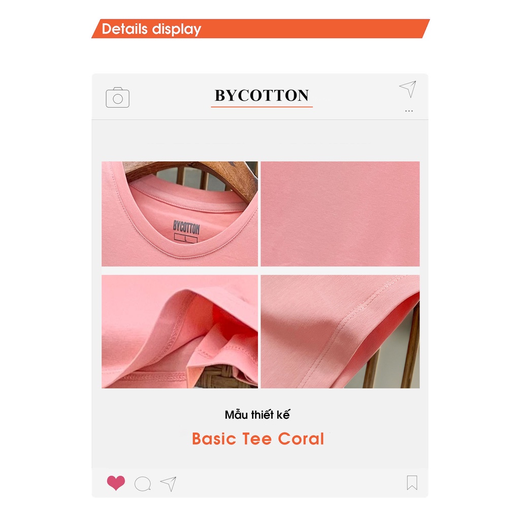 Áo Thun Ngắn Tay Cổ Tròn Hồng Coral BY COTTON Coral Basic Tee