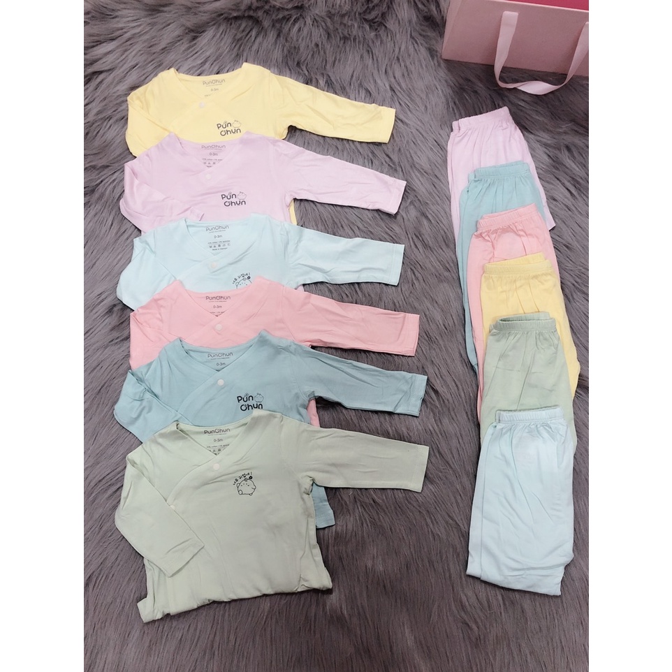 [Punchun]Bộ daì tay cài chéo cho bé. (0-3m, 3-6m)