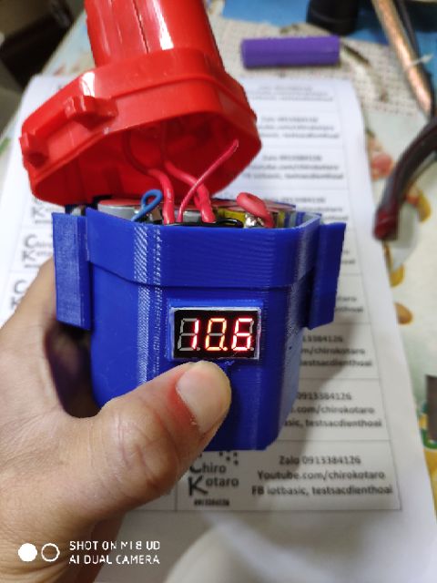 Đáy vỏ hộp pin Makita 12v độ lên lắp 3s3p 9 pin 18650